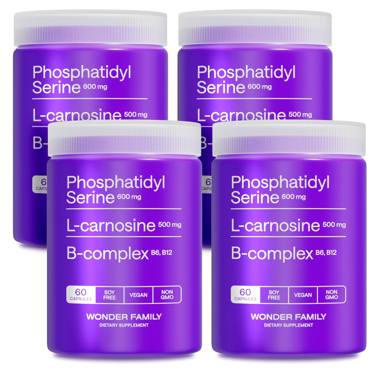 Wonder Family PS-L-Carnosine 600 mg: bouteille en vue, soutien cognitif potentiel.