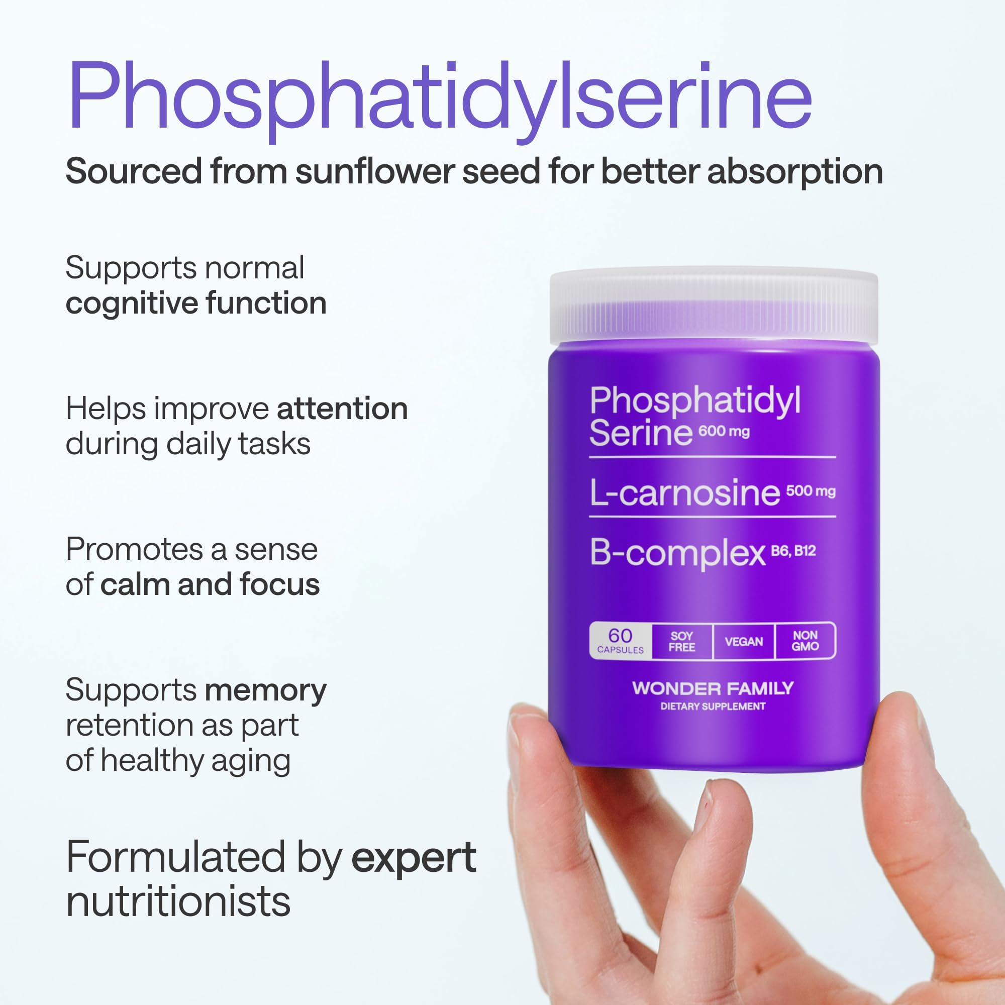 Wonder Family L-Carnosine 600 mg: complément dipeptide utile pour le bien-être cérébral.