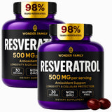 Wonder Family Resveratrol: bouteille de gélules prête à soutenir la vitalité quotidienne.