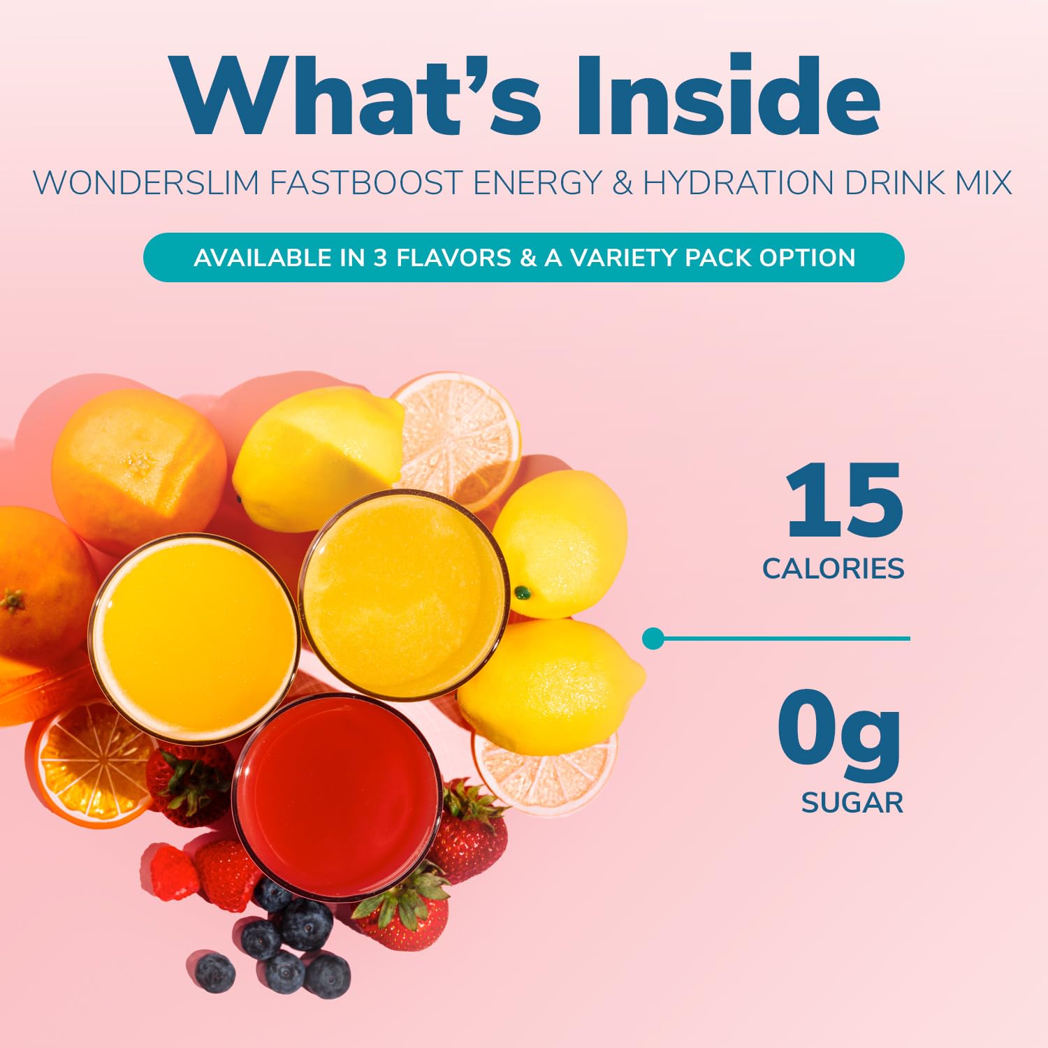 WonderSlim FAST BOOST verser eau, préparation rapide dans un verre d'eau.