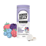 Wonderbelly Antacid en bouteille avec étiquette, présentation pratique.