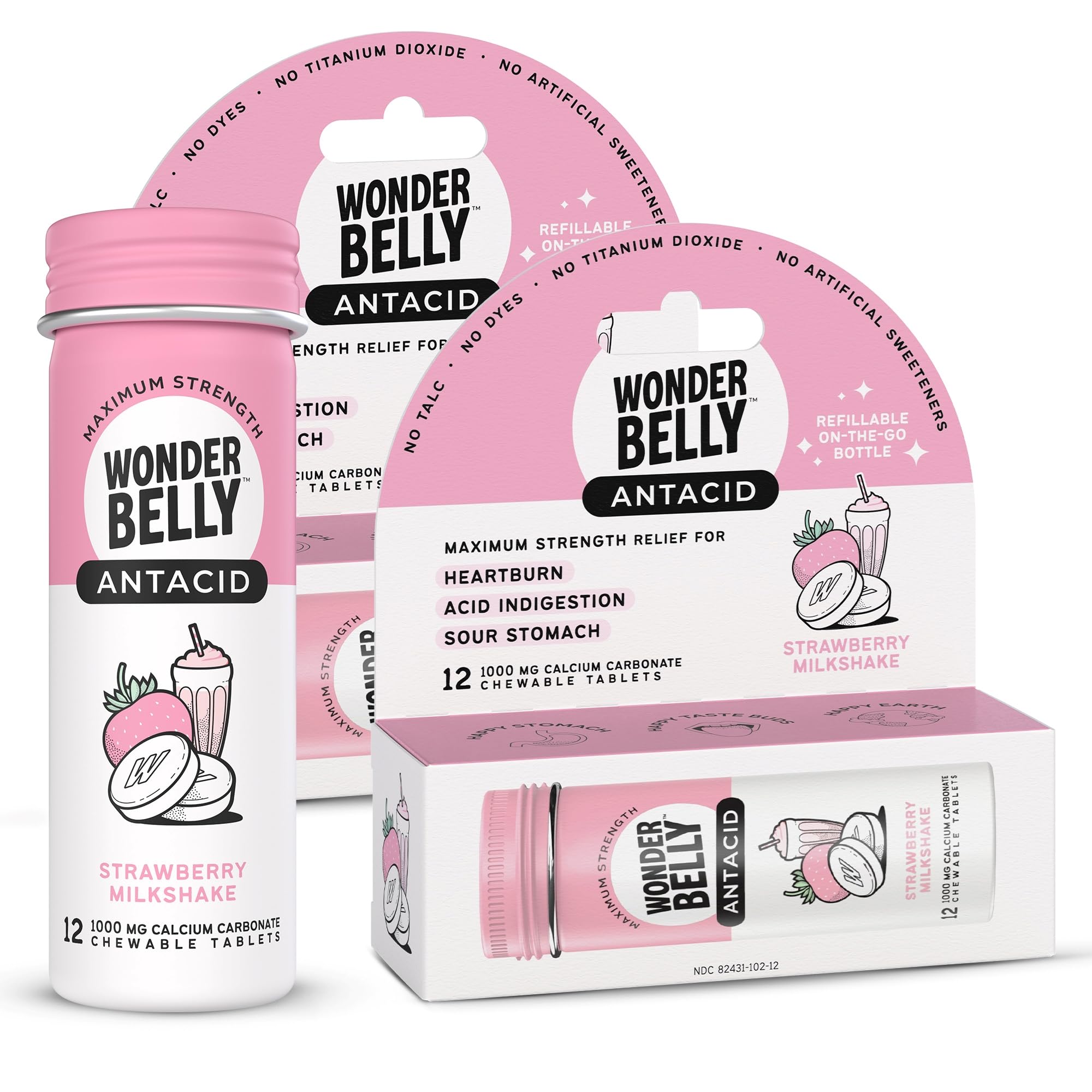 Wonderbelly antiacide, bouteille de voyage prête au soulagement des brûlures d'estomac.