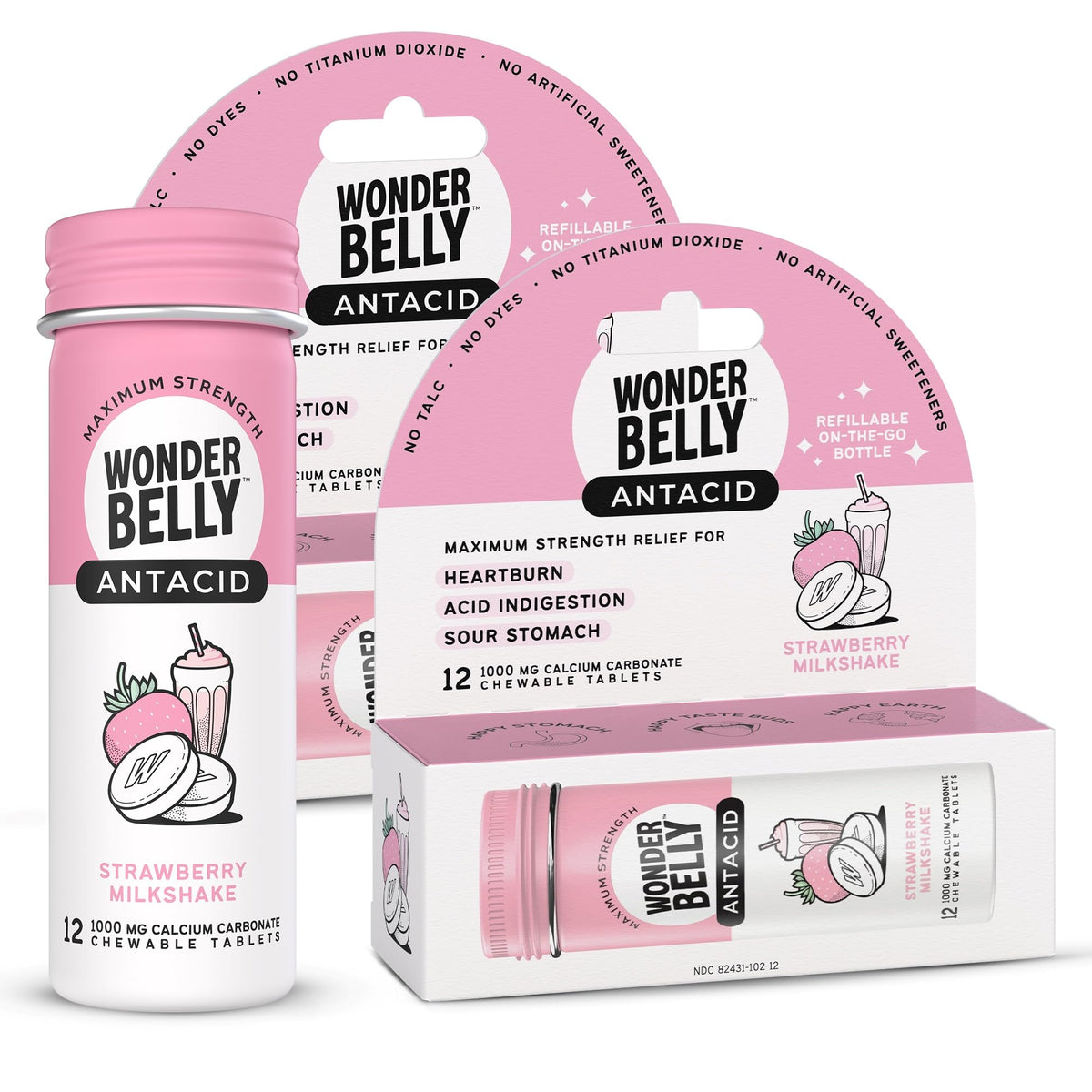 Wonderbelly antiacide, bouteille de voyage prête au soulagement des brûlures d'estomac.