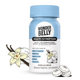 Wonderbelly tablettes multi-symptômes vanille en boîte, pratique à emporter.