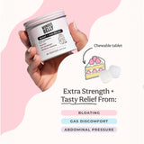 Wonderbelly tablettes saveur fraise, bouchée rapide pour soulager les gaz après les repas.