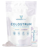 WonderCOW Colostrum Poudre dans une bouteille, soutien potentiel à l'immunité et digestion.