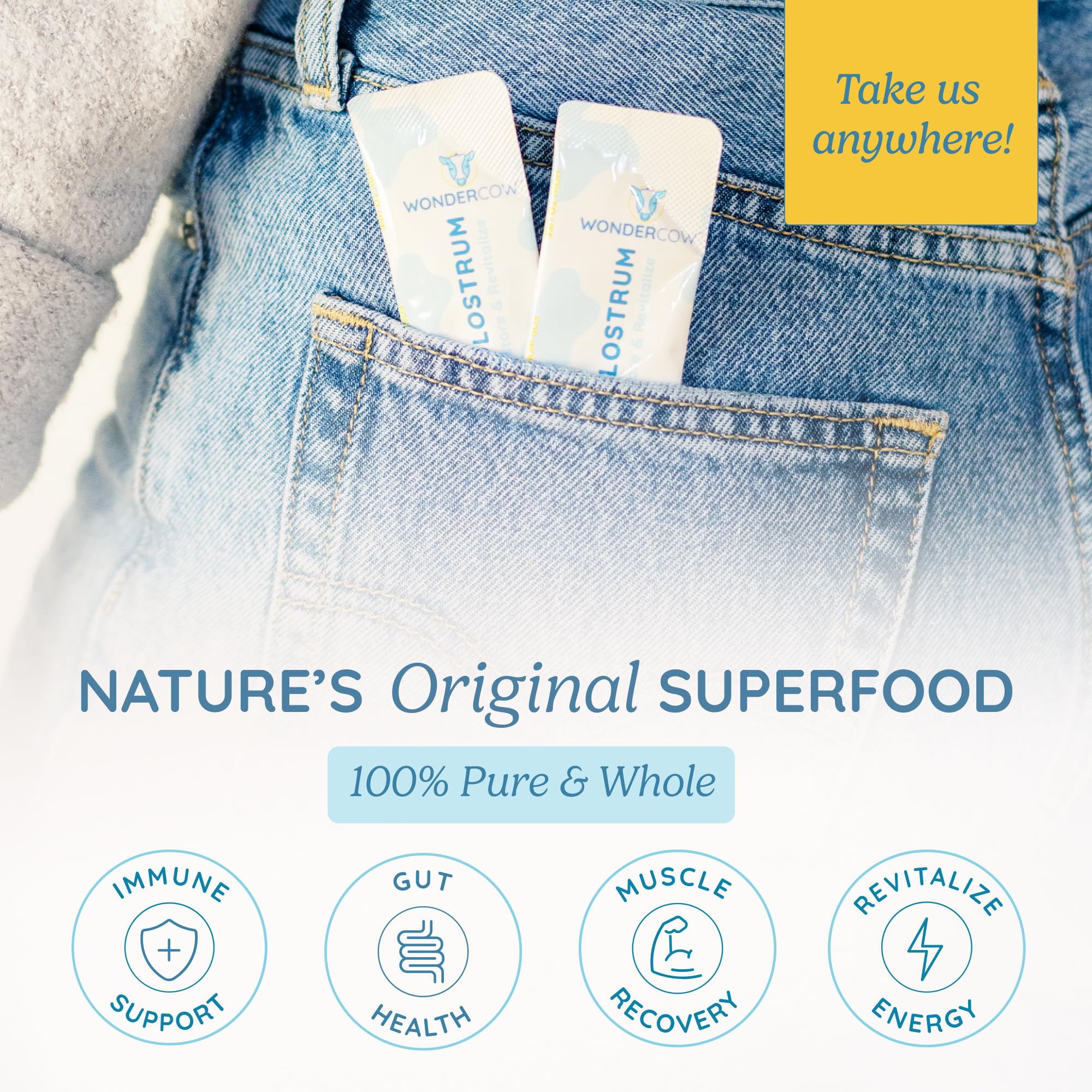 Cuillère de dosage WonderCow Colostrum Poudre pour dosages simples et précis.