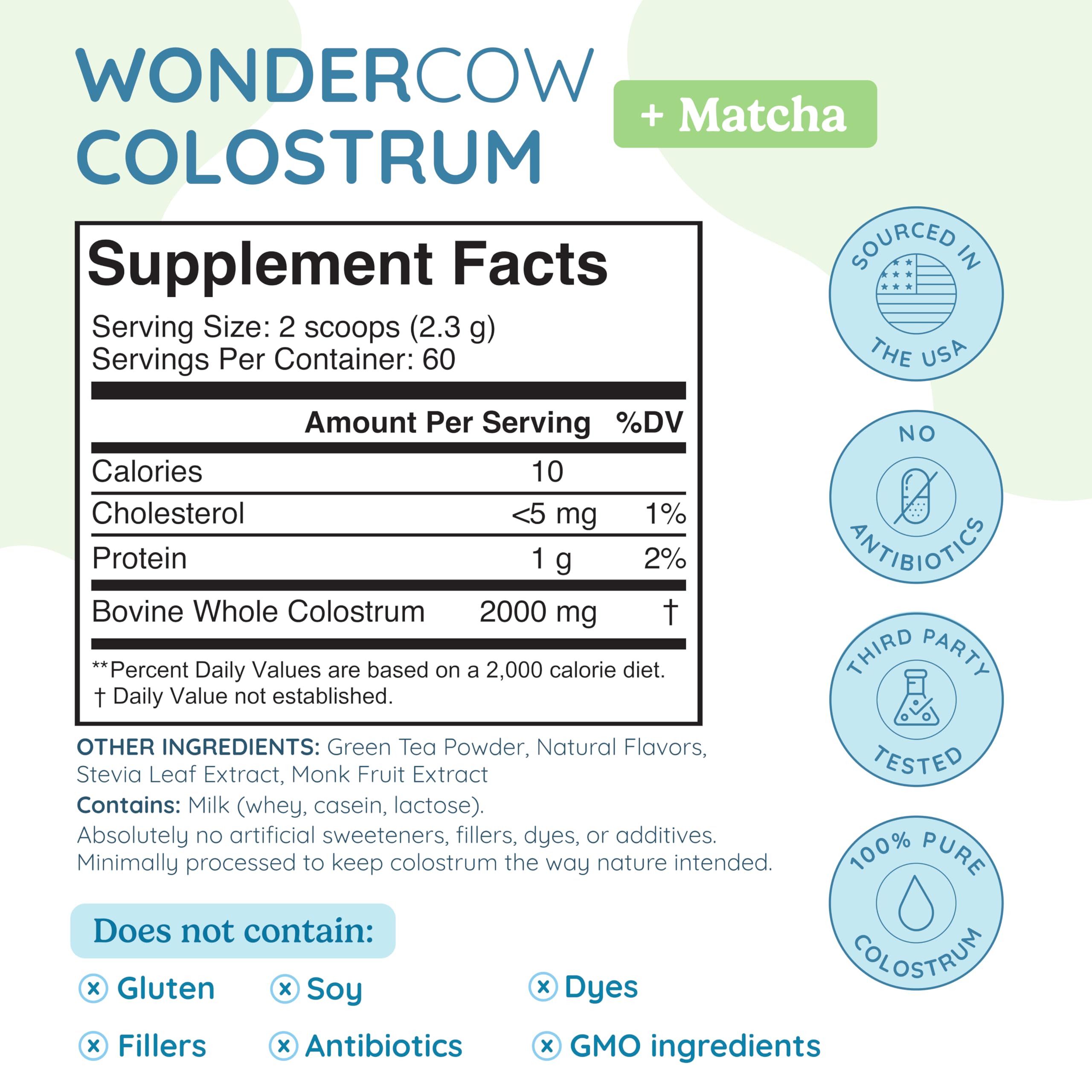 WonderCow Colostrum poudre: cuillère-dose en prise pratique pour un apport quotidien équilibré.