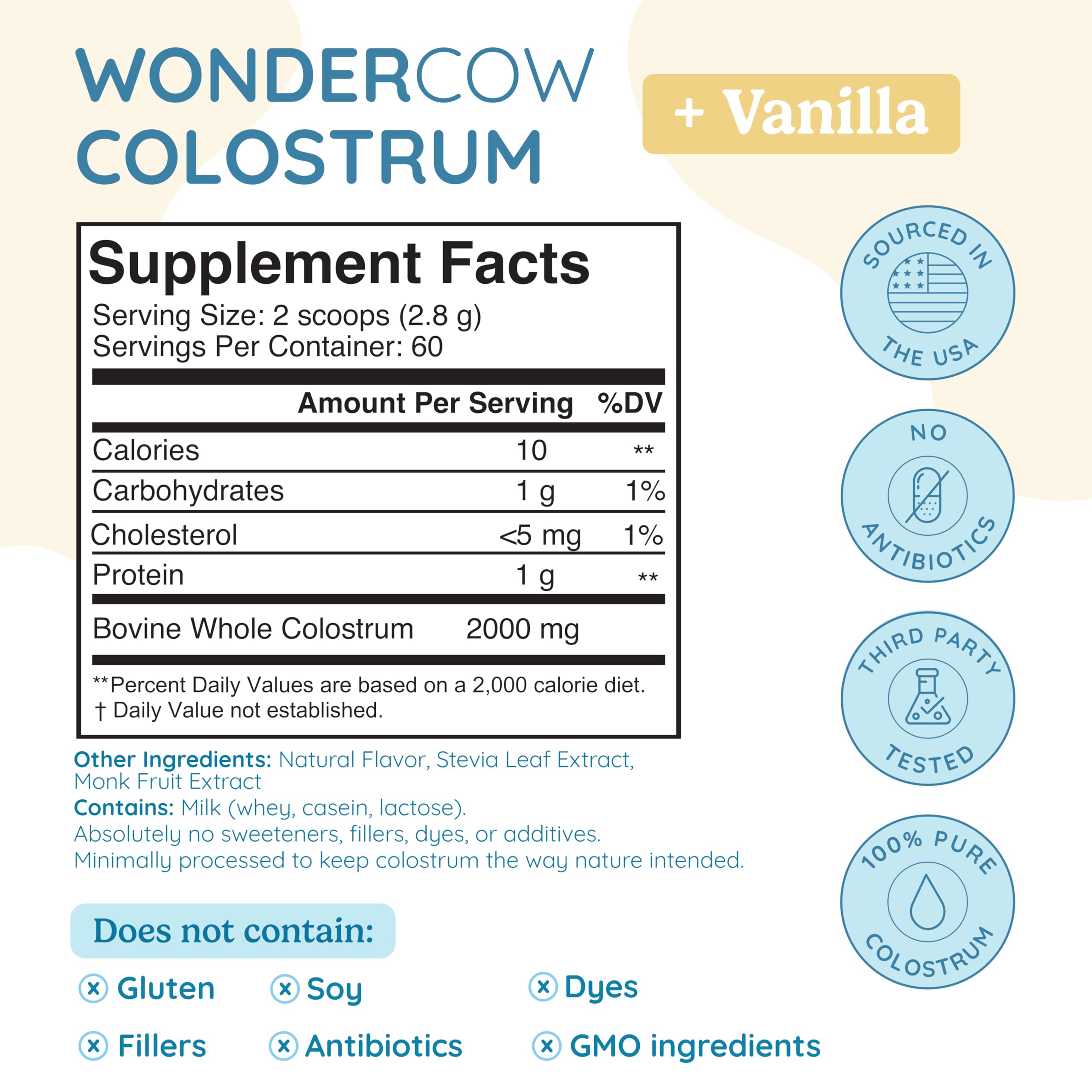WonderCOW Colostrum poudre, versement facile dans l eau, pratique et polyvalent.