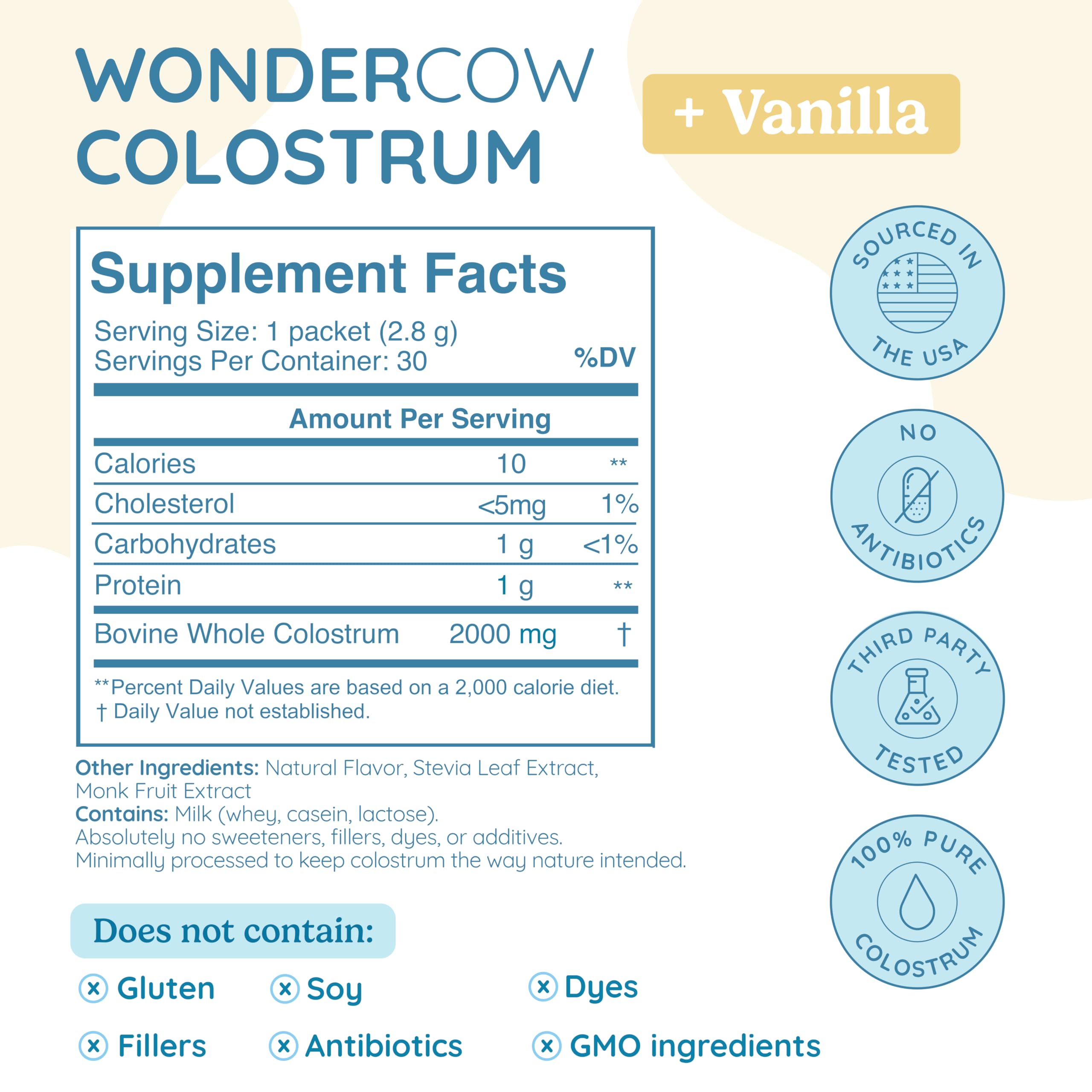 Sachets WonderCow prêt à boire, dosage pratique pour l’immunité et la récupération.