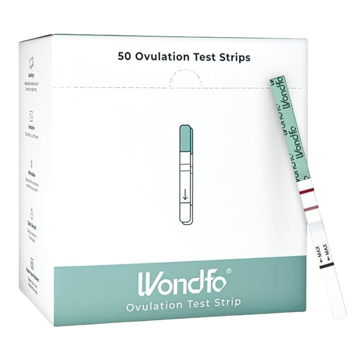 Bandelettes d ovulation Wondfo dans un emballage pratique pour le rangement.