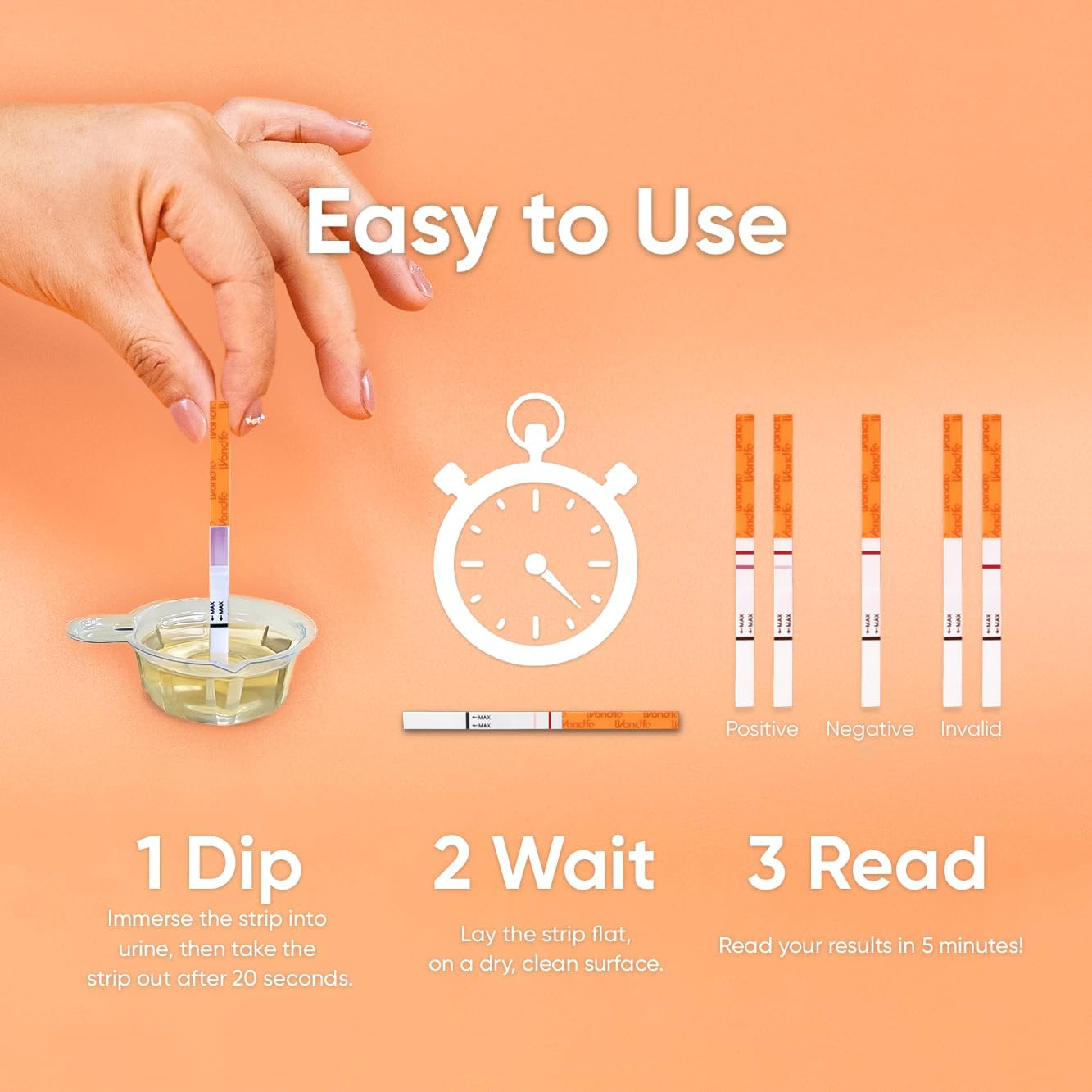 Détail Wondfo: détection HCG en 5 minutes sans ligne d’évaporation.