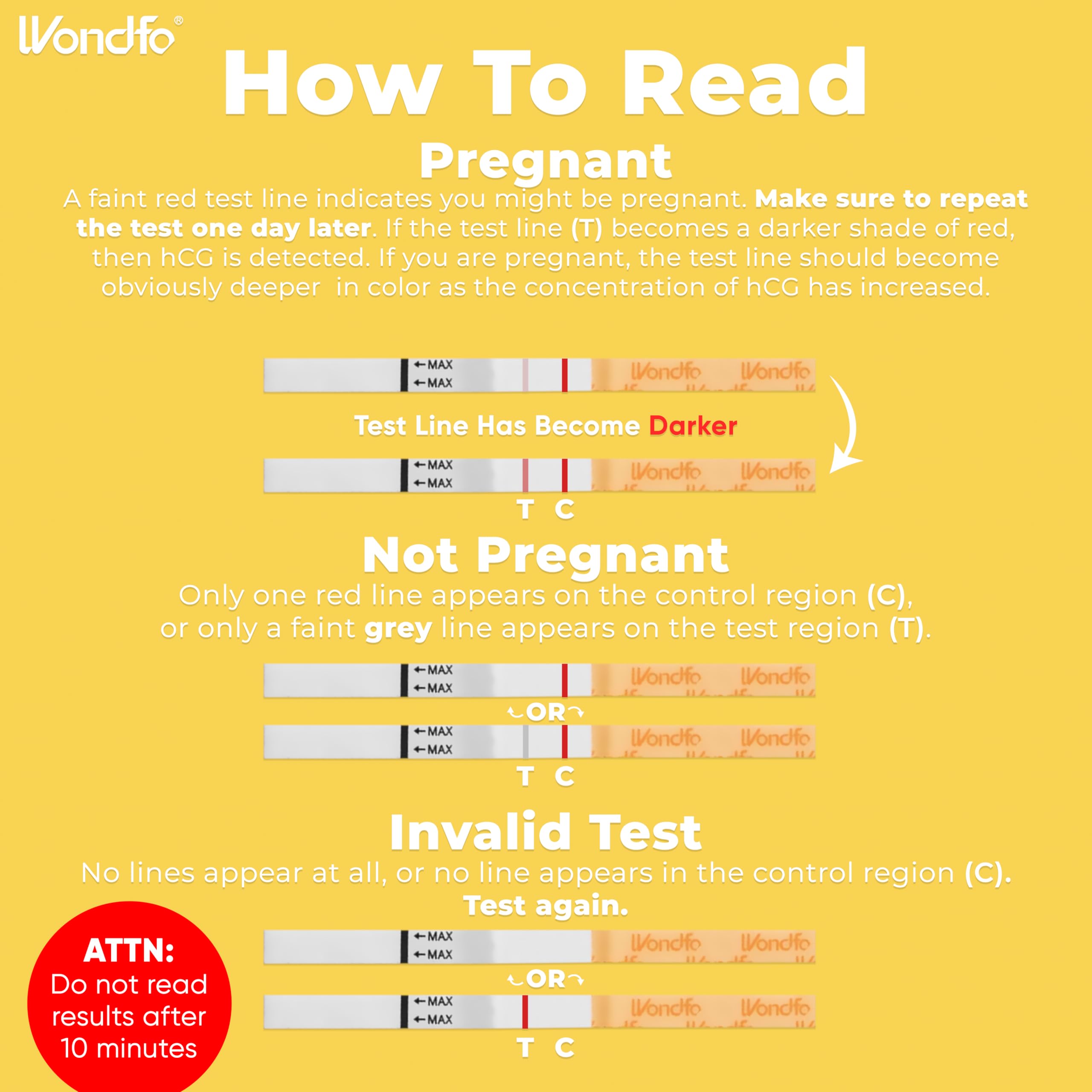 Wondfo test grossesse ligne progression clairement visible