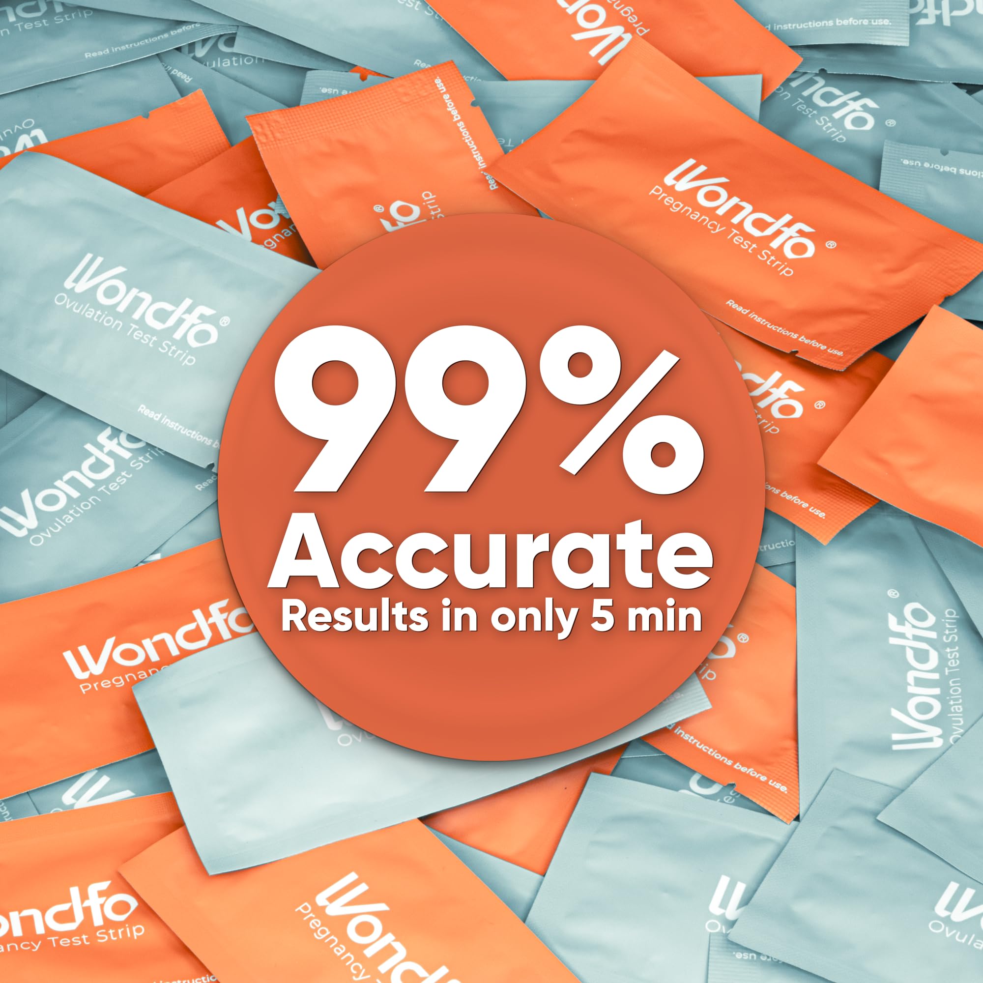 Tests d'ovulation Wondfo séparés et emballés pour usage discret.