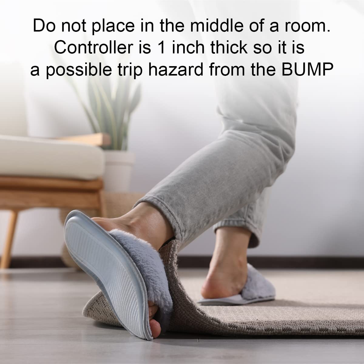 Woo Warmer: sécurité anti-glisse sur surfaces lisses recommandée.