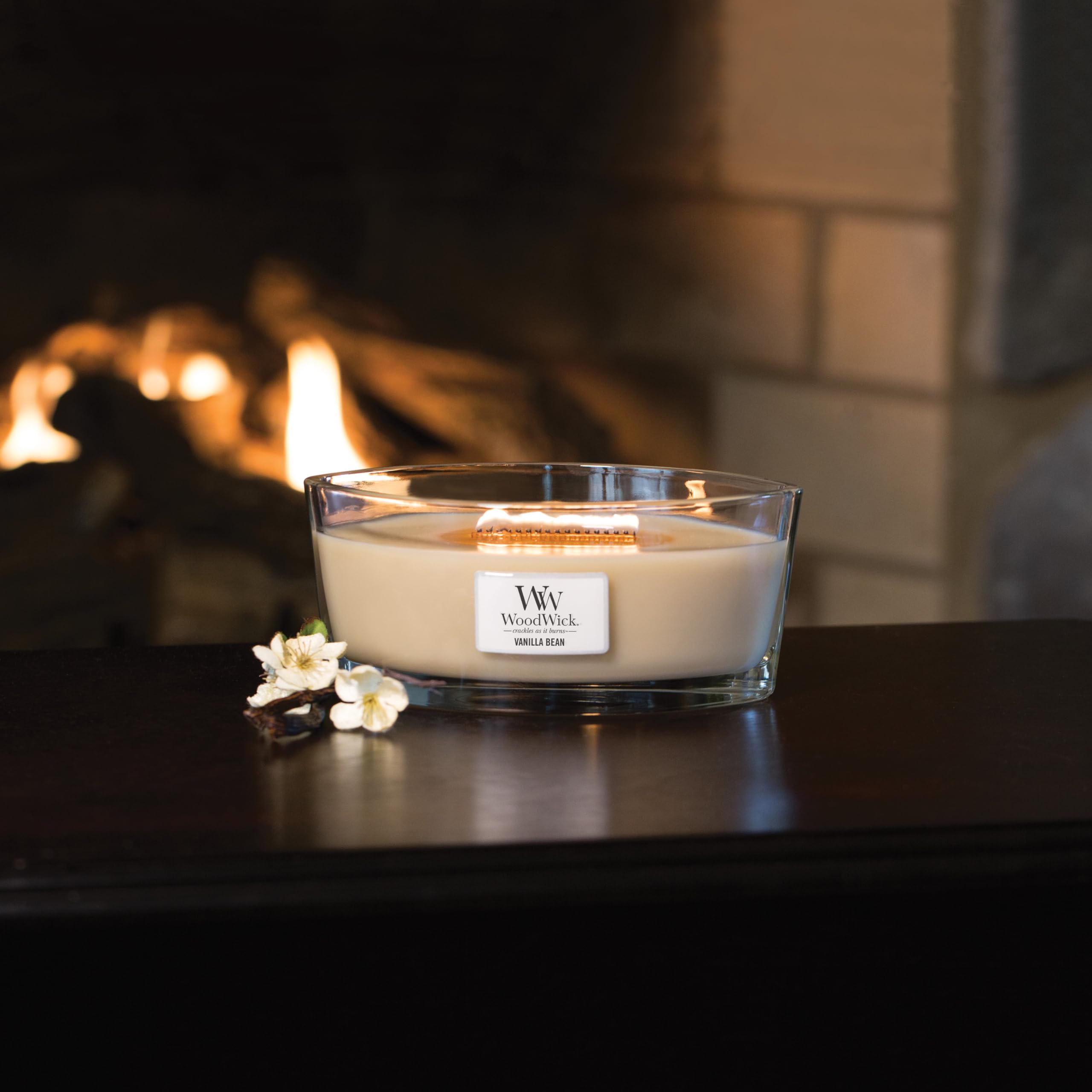 WoodWick Elipsa Vanille Gousse 76112E, ambiance soirée cosy et parfum diffuse.
