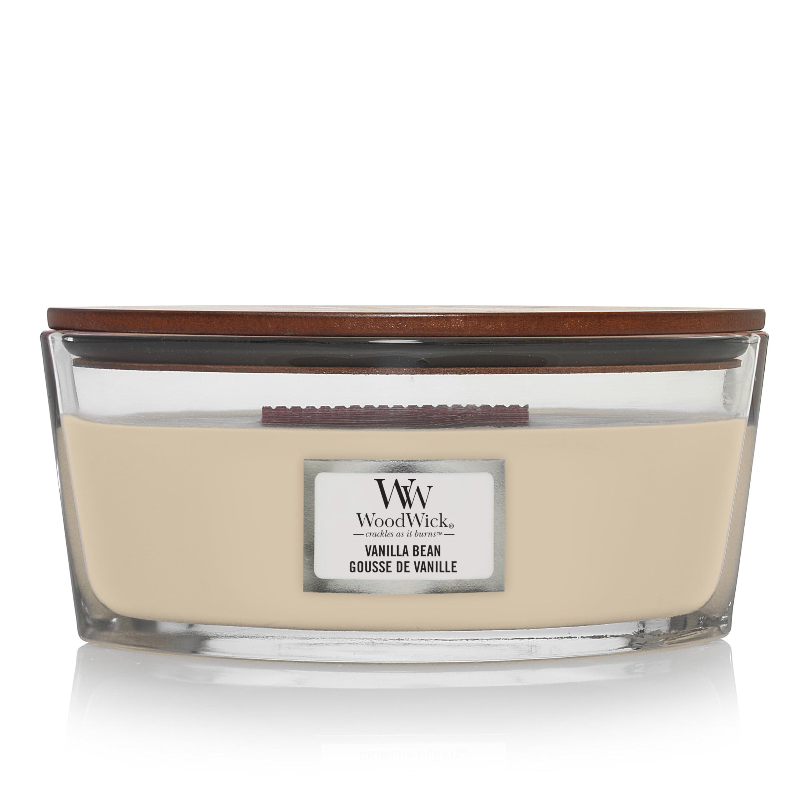 WoodWick Elipsa Vanille Gousse 76112E, vue de dessus, crépitement apaisant et parfum durable.
