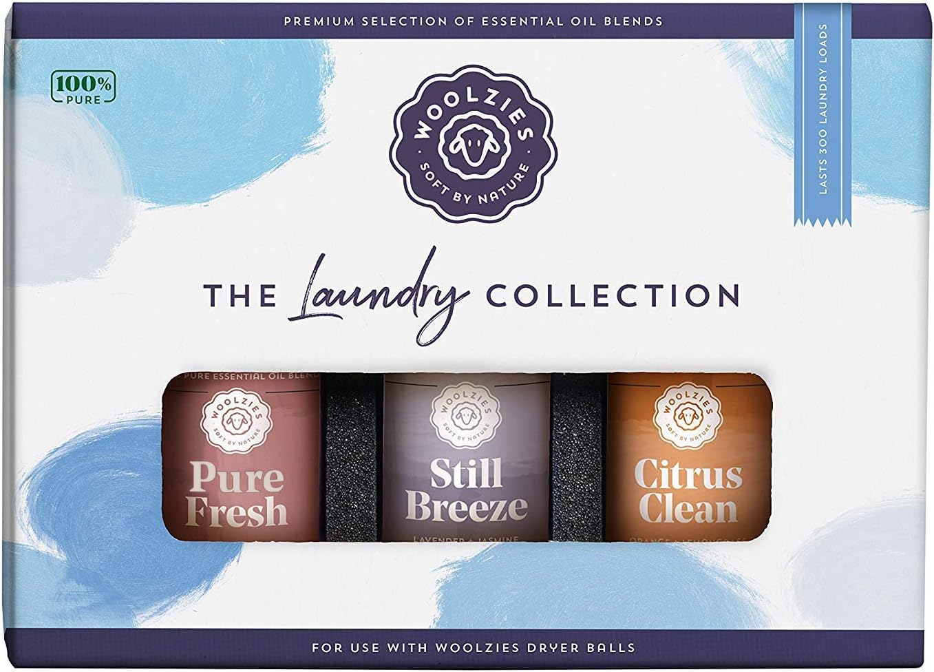 Coffret Woolzies Lavage avec huiles essentielles prêt à usage et parfum subtil.