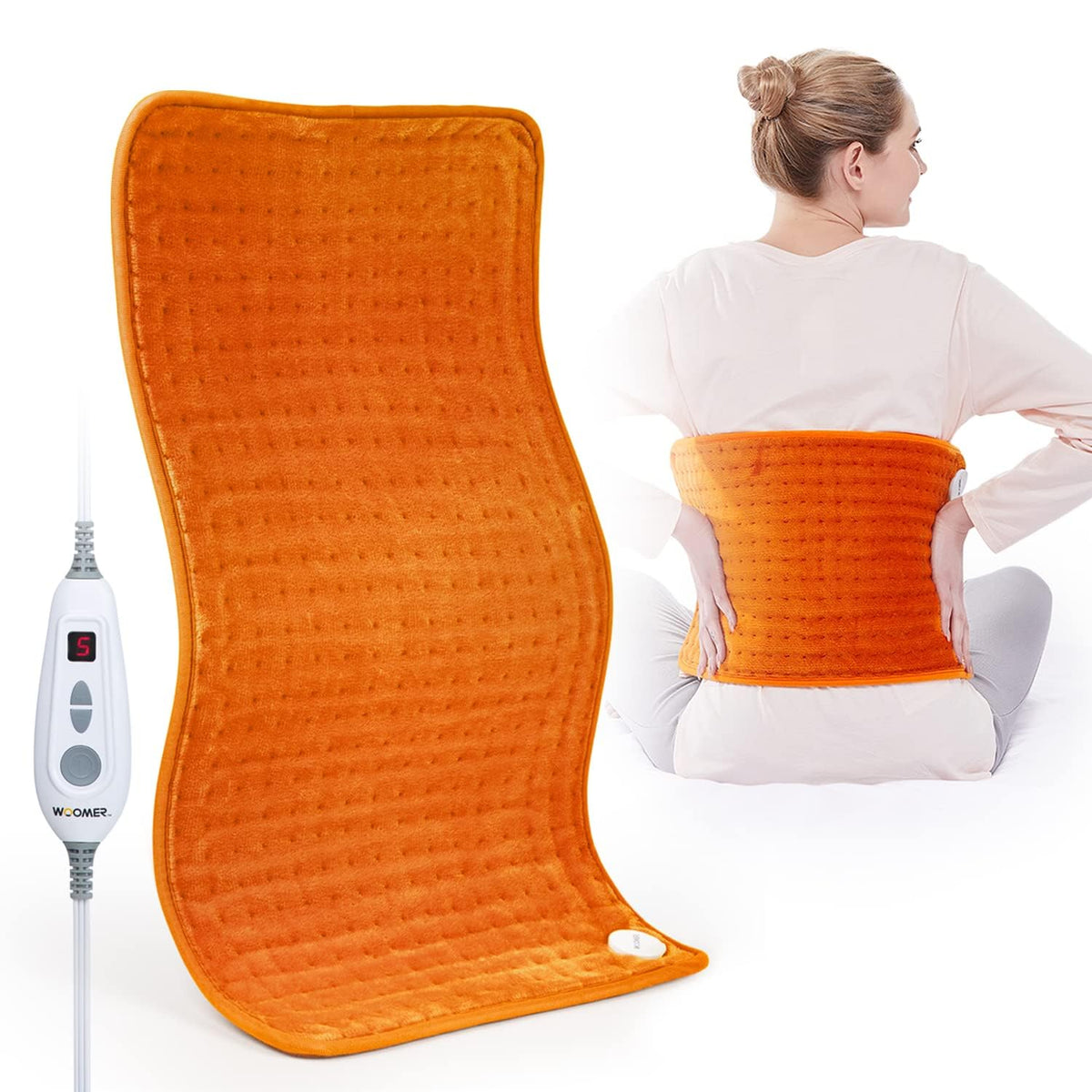 WOOMER coussin chauffant grande taille 30x60 cm enveloppe le dos avec chaleur réconfortante.