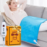 Coussin chauffant WOOMER XL bleu, couverture complète du dos et des épaules.