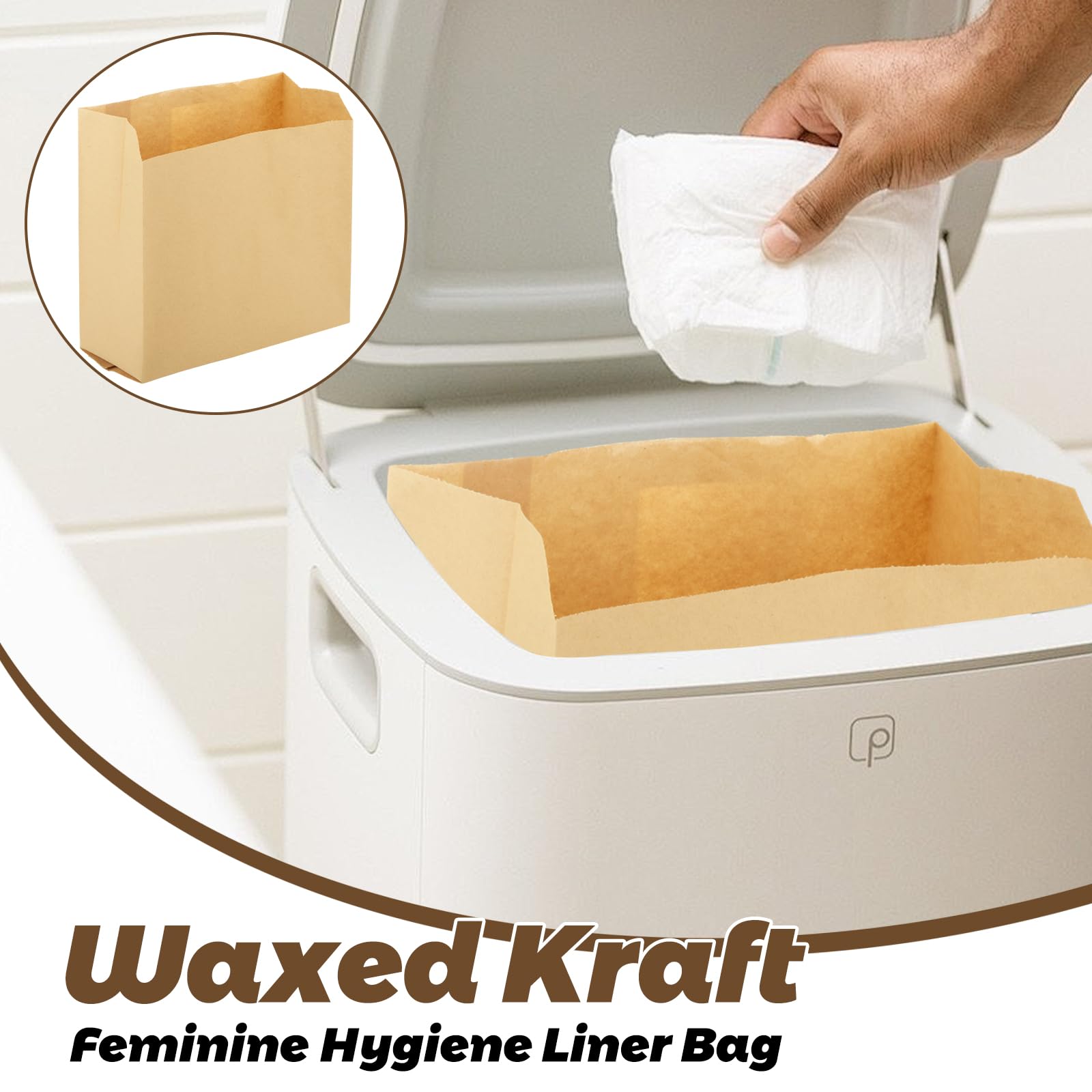 Sacs déchets hygiène kraft WOPPLXY sûrs et discrets pour une salle de bains propre