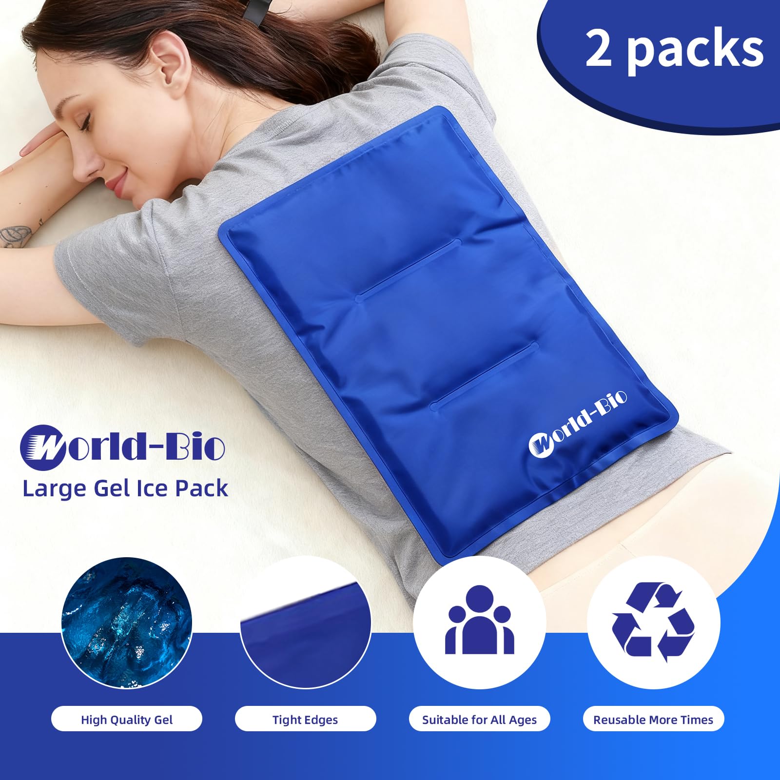 World-Bio grand pack glace dos: couverture étendue et soulagement localisé.