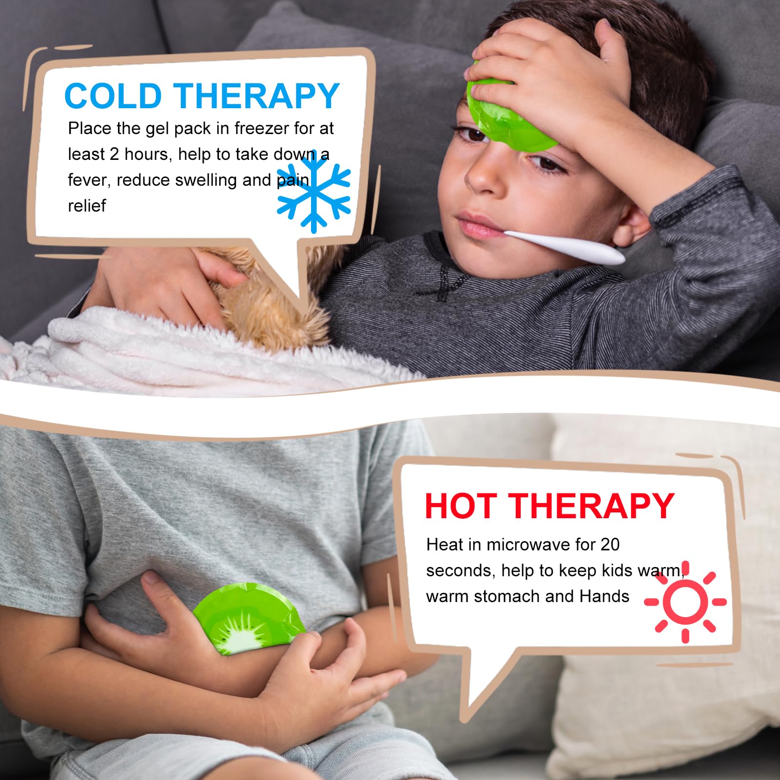 WORLD-BIO Kids Ice Pack taille 4,5 pouces adaptée aux petites mains.
