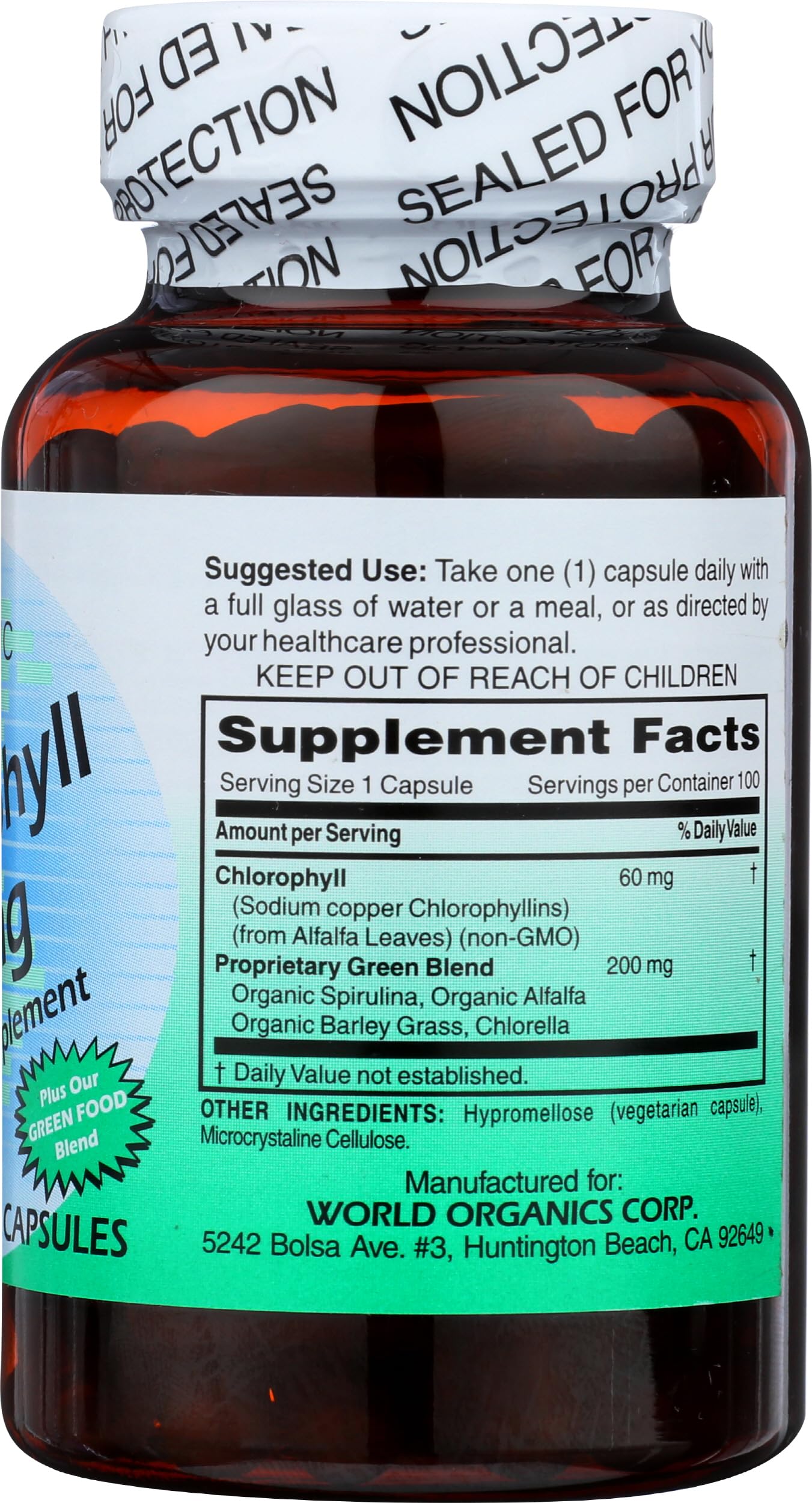 World Organic Chlorophylle 100 mg, emballage éco, choix durable