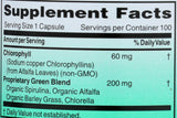 World Organic Chlorophylle 100 mg, étiquette produit, informations claires