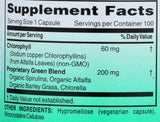 World Organic Chlorophylle 100 mg, tableau nutrition, détails utiles et lisibles