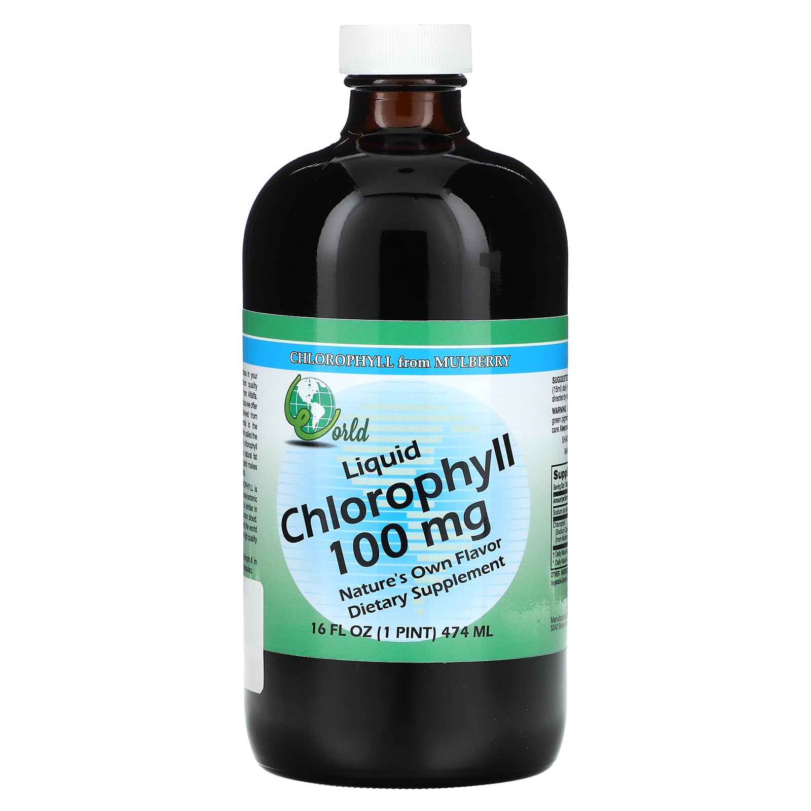 World Organic Chlorophylle Liquide Mulberry Bouteille : se mélange facilement avec vos boissons
