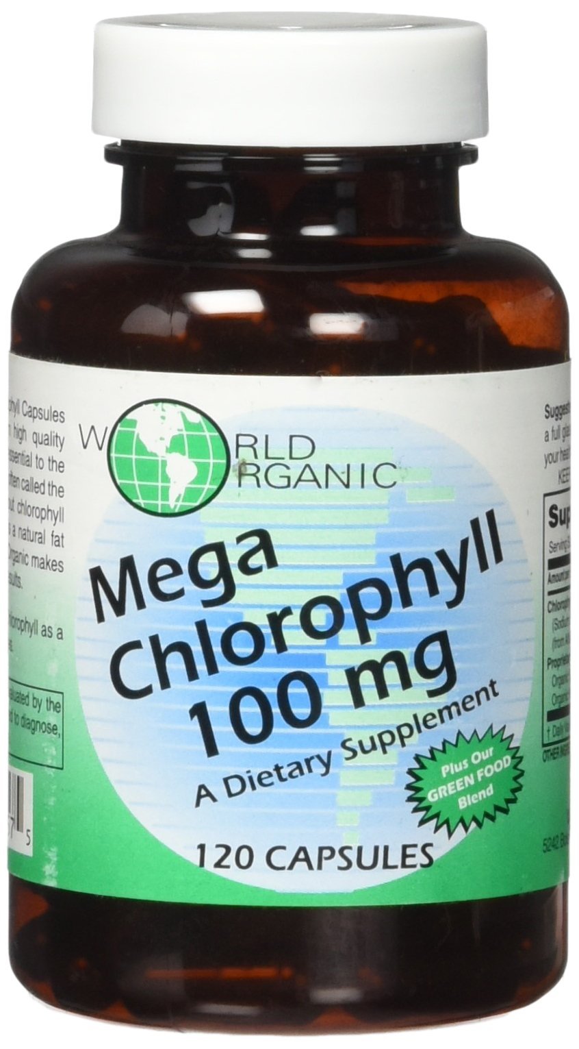World Organics Mega Chlorophylle 100 mg, bouteille — apport quotidien pratique pour l'énergie naturelle.