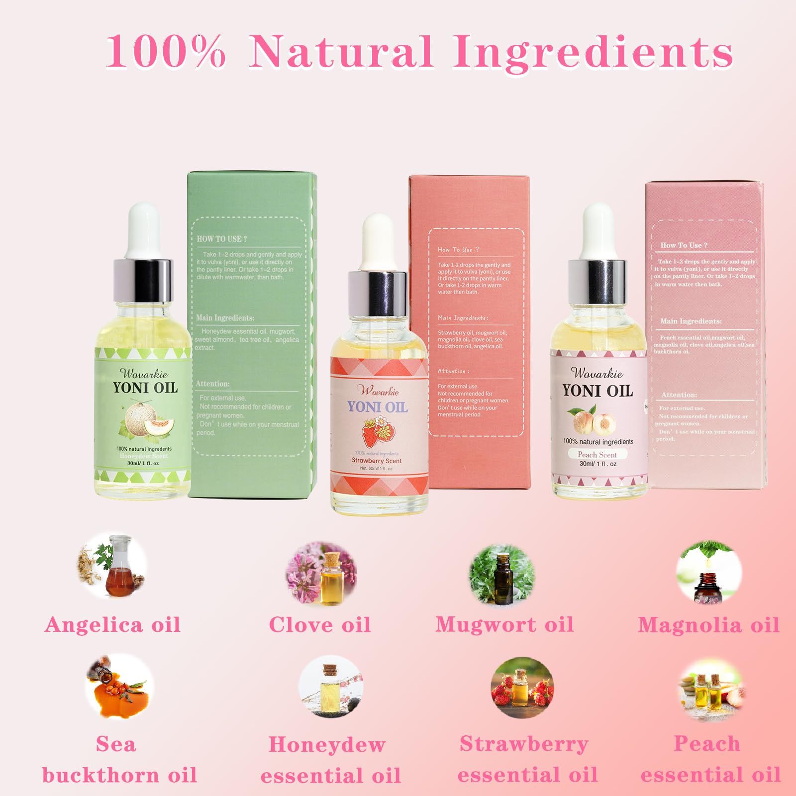 Wovarkie Huile Yoni: ensemble trio pour une routine féminine complète.
