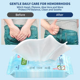 WowDay lingettes hémorroïdales avec aloe vera pour douceur sur les zones sensibles.