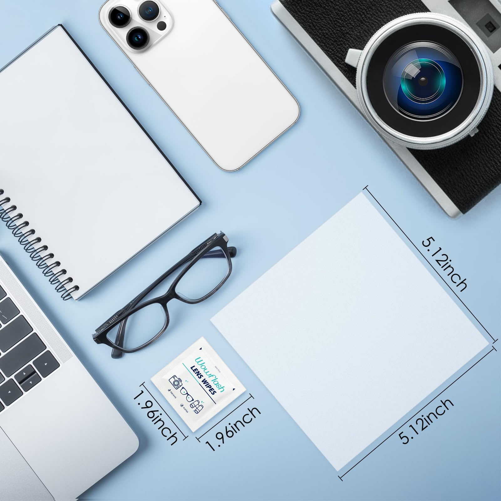 Wowflash lingettes portables, idéales pour nettoyer lunettes en déplacement.