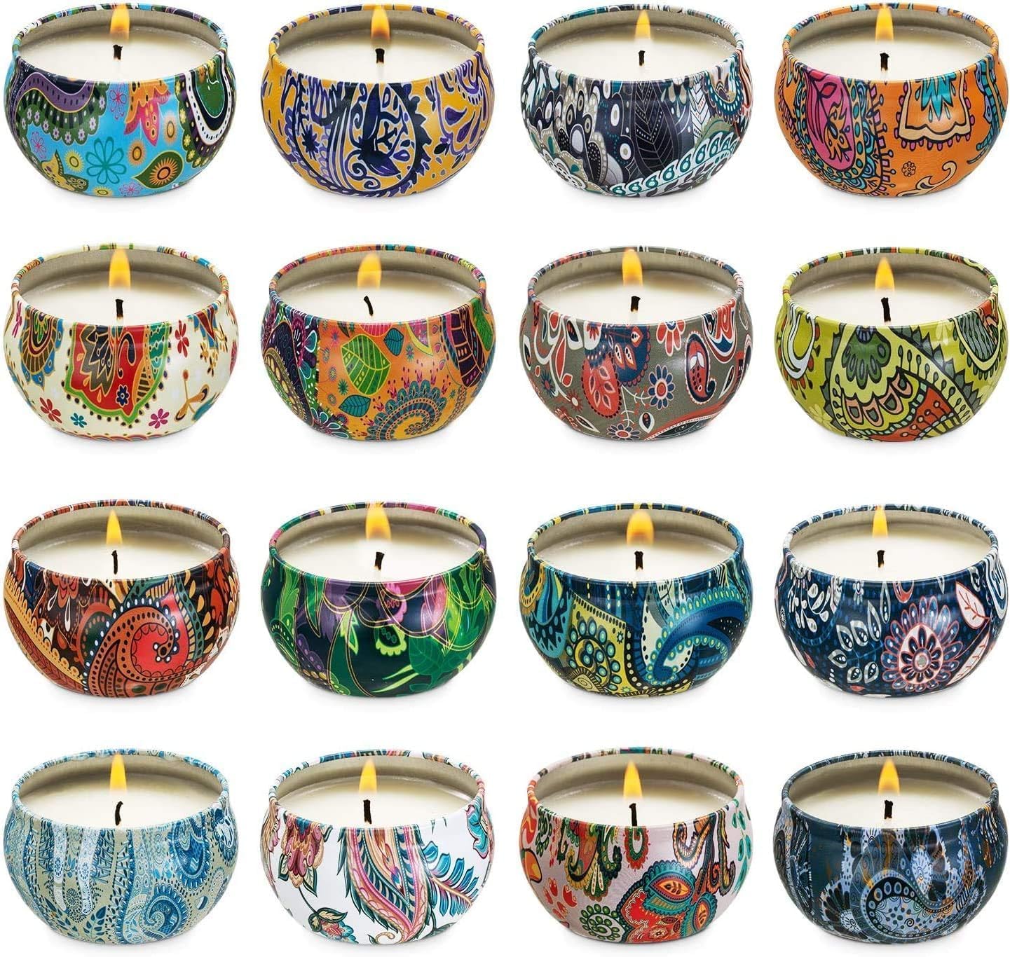 WPONSZU ensemble bougies parfumées 16 pièces pour ambiance chaleureuse à la maison