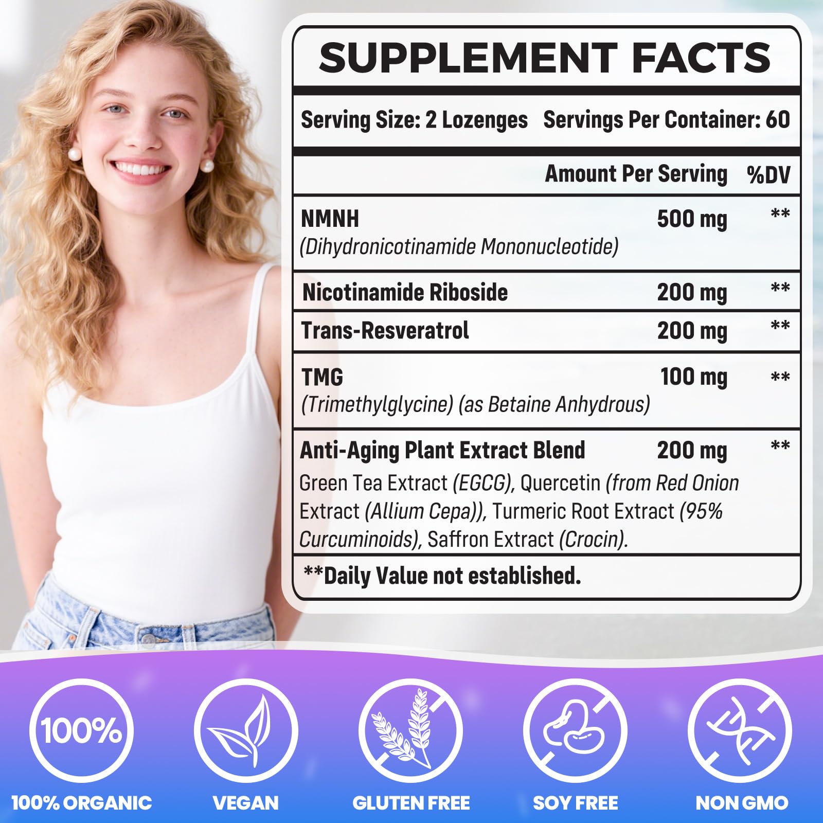Wriayrui NMNH, pastilles sublinguales se dissolvant rapidement pour absorption directe.