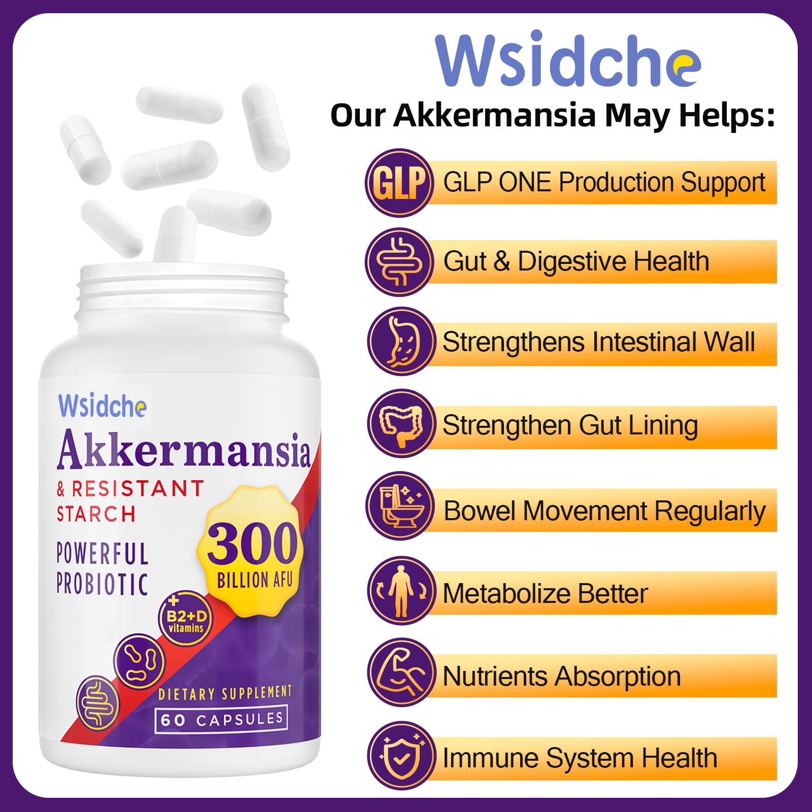 Wsidche gélules Akkermansia compactes, facilité d'ingestion pour le quotidien