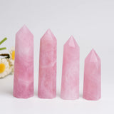 WUYOUSHI tour quartz rose en méditation, utilisation simple et axée sur le calme.
