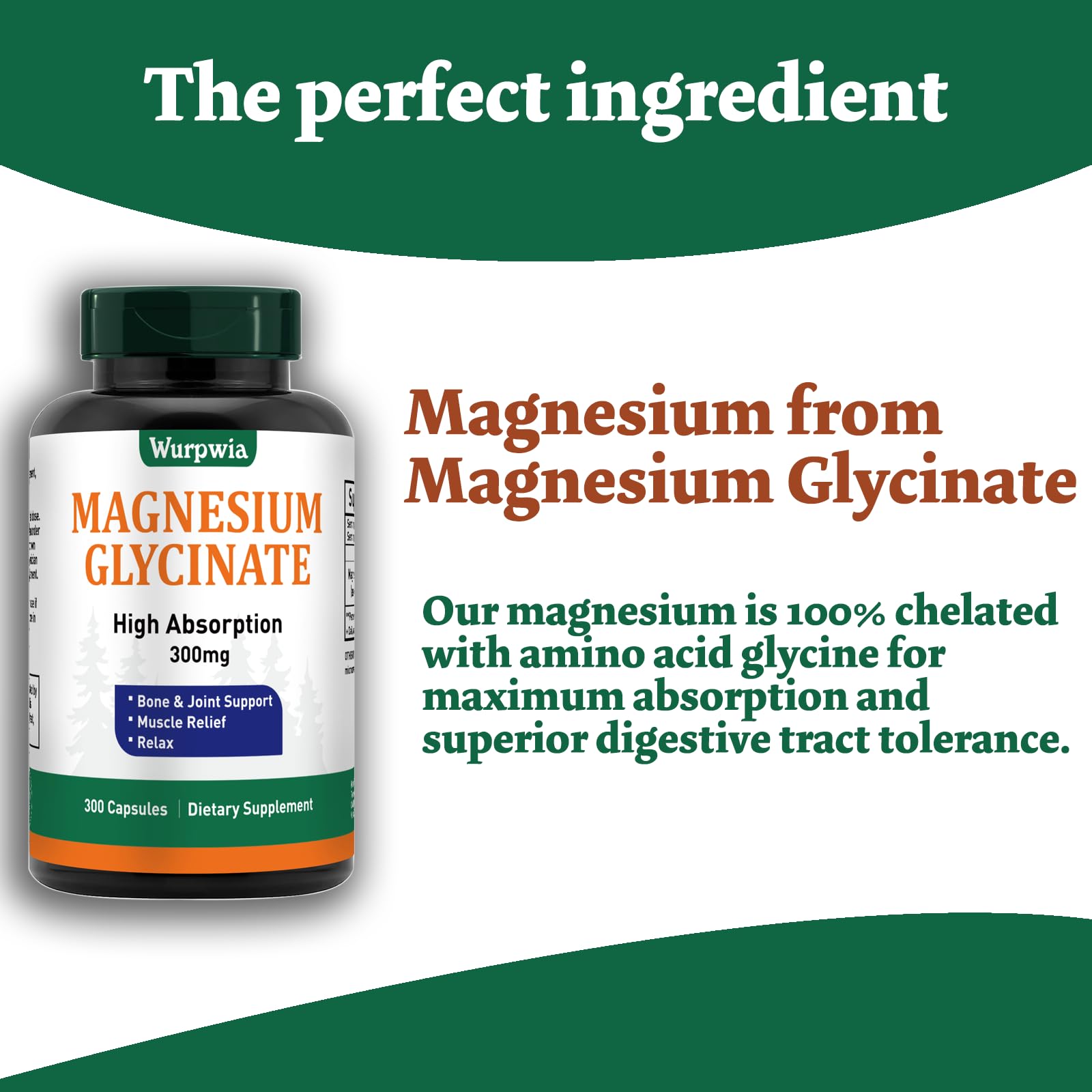 Emballage pratique Wurpwia Magnésium Glycinate, facile à intégrer à la routine.