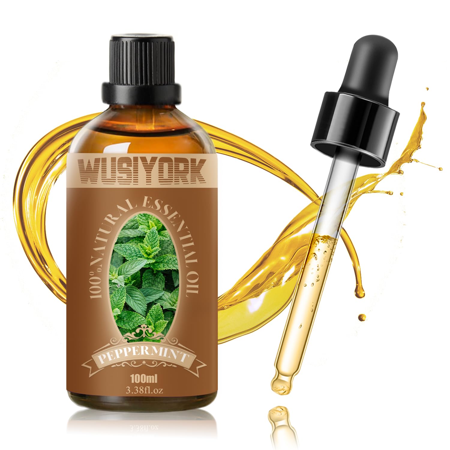 Huile menthe-poivrée Wusiyork en bouteille, diffusion précise sans gâchis.