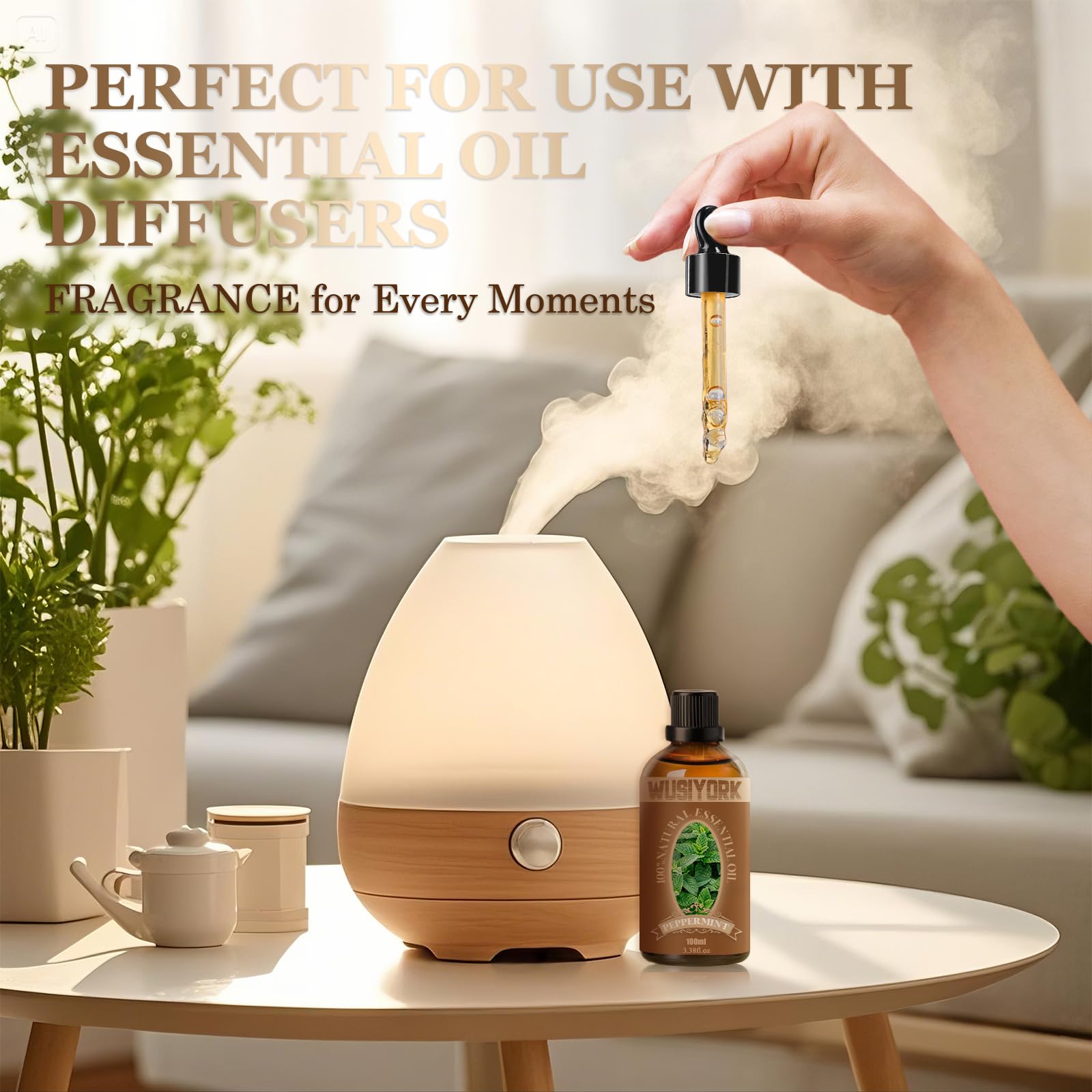 Utilisations fait-maison menthe-poivrée Wusiyork, mélanges avec cire ou savon.