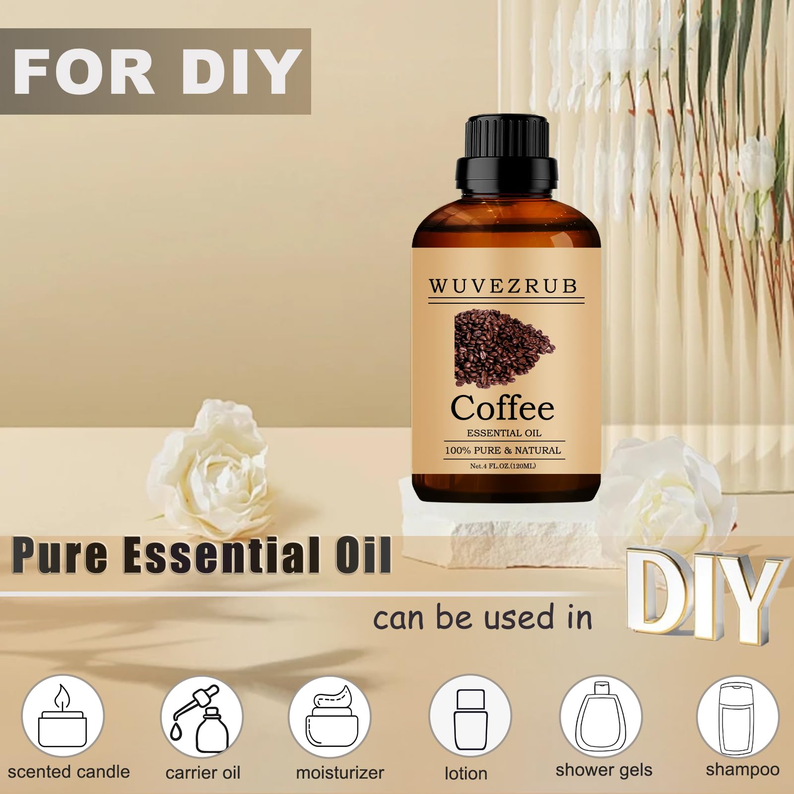 Parfum café Wuvezrub pour projets maison: huile essentielle polyvalente.