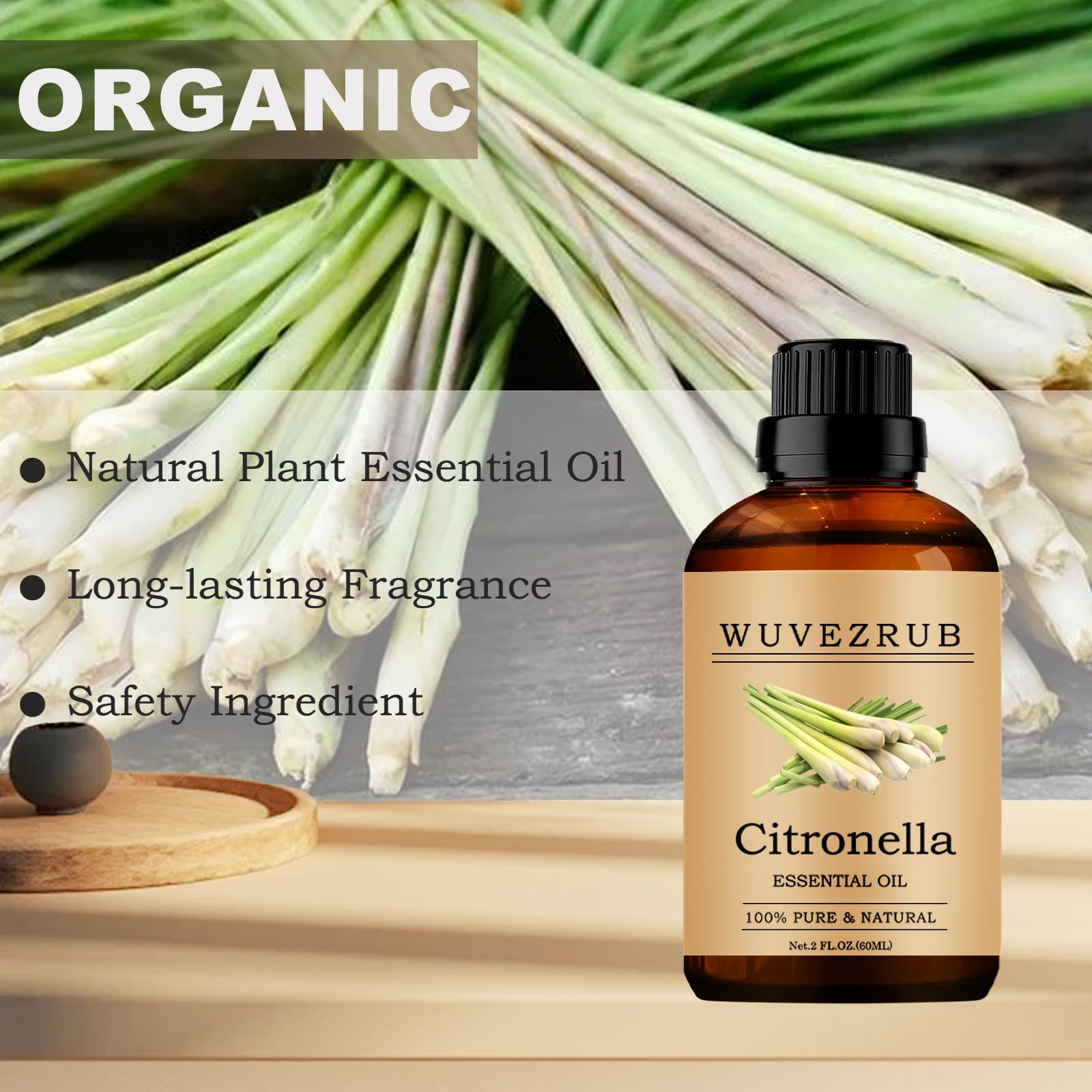 Wuvezrub diffuseur citronnelle pour ambiance aromatique et détendue.