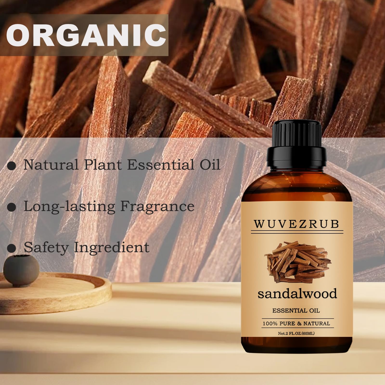 Wuvezrub huile santal idéale pour diffuseur d'aromathérapie.