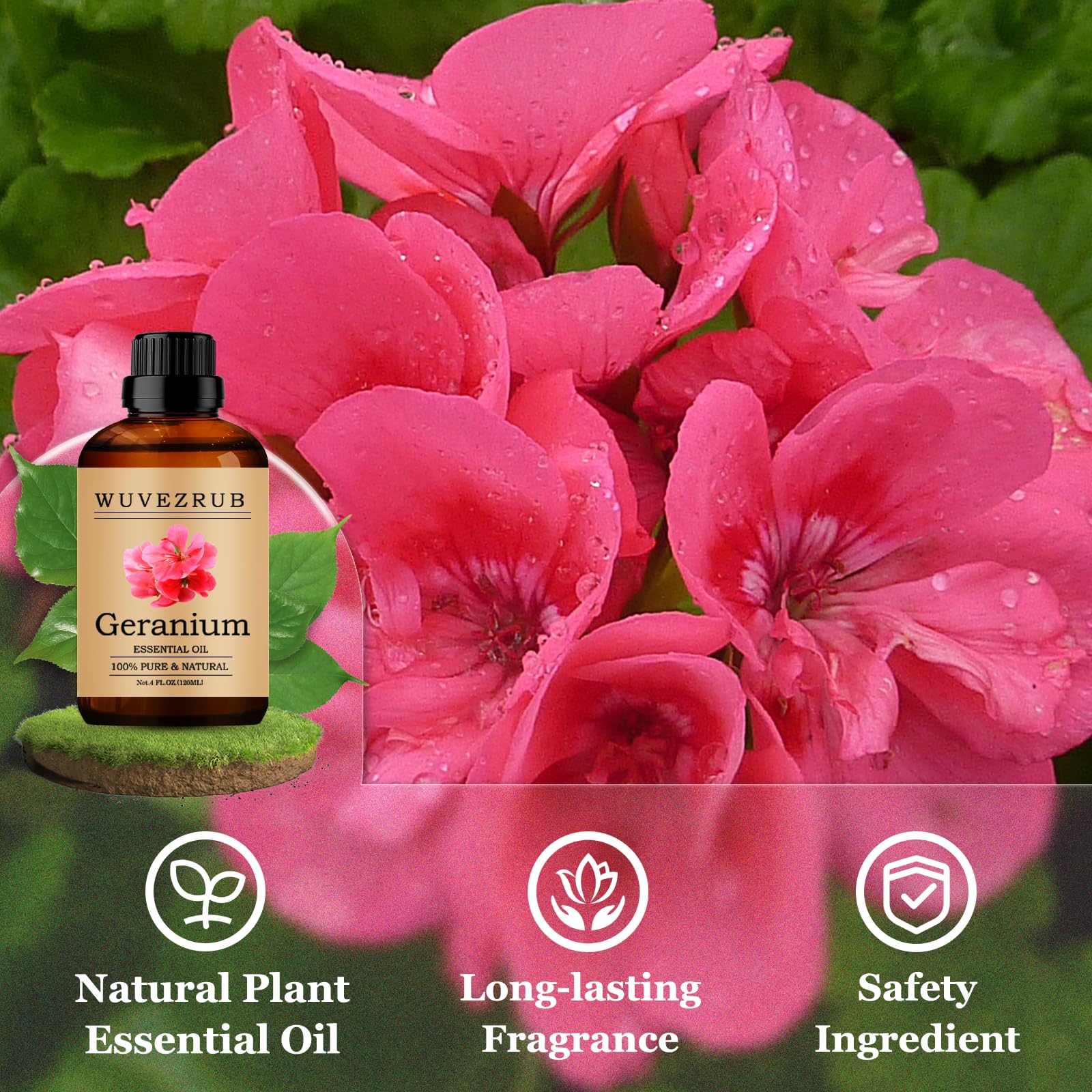Wuvezrub Géranium huile essentielle pour parfum maison