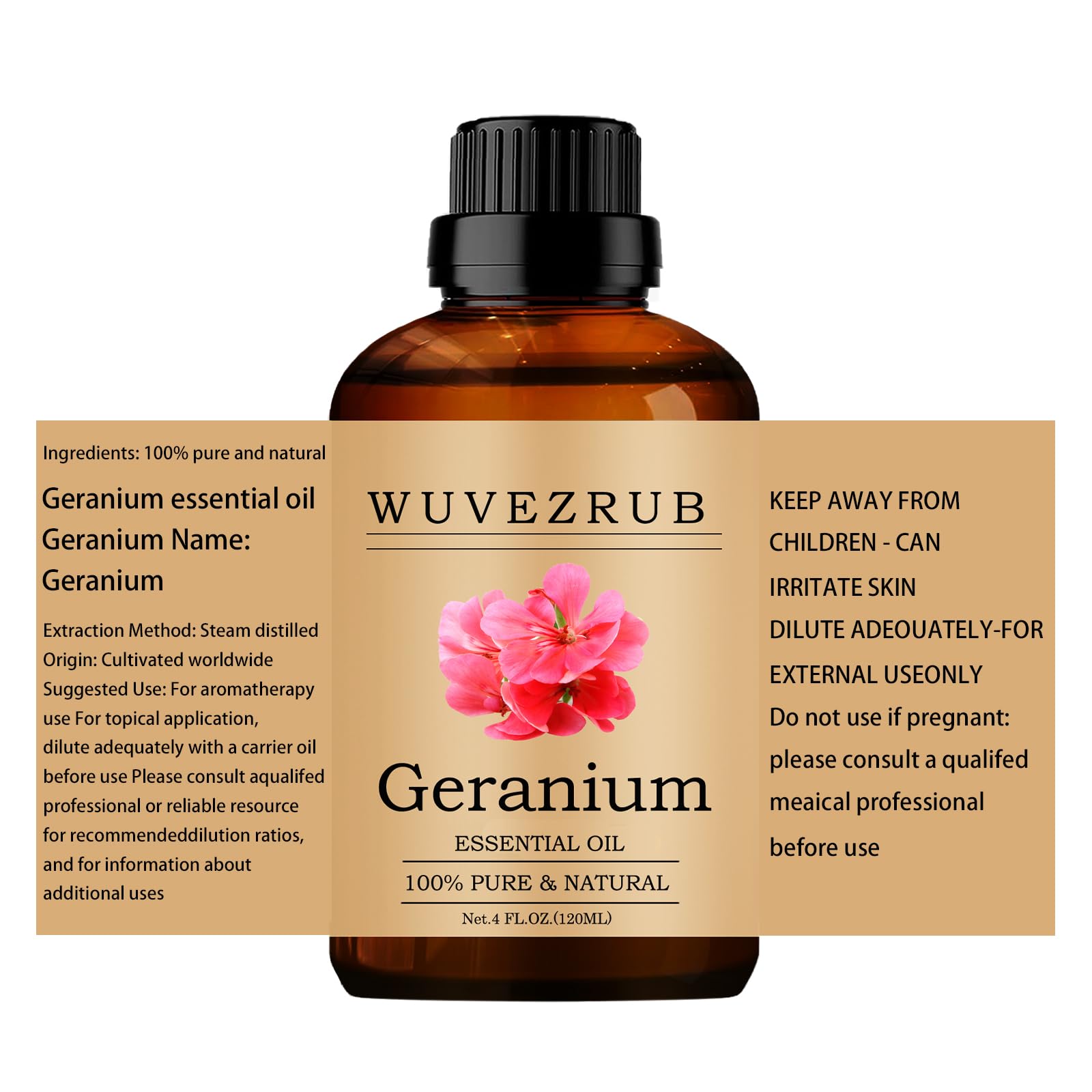 Huile Wuvezrub Géranium sans additifs pour soins naturels