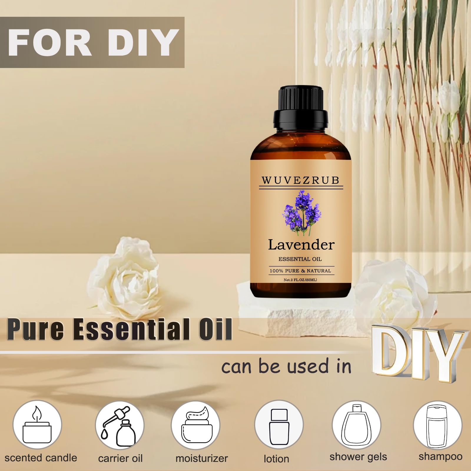 Gouttes Wuvezrub lavande utilisées dans bougie ou savon parfumé.