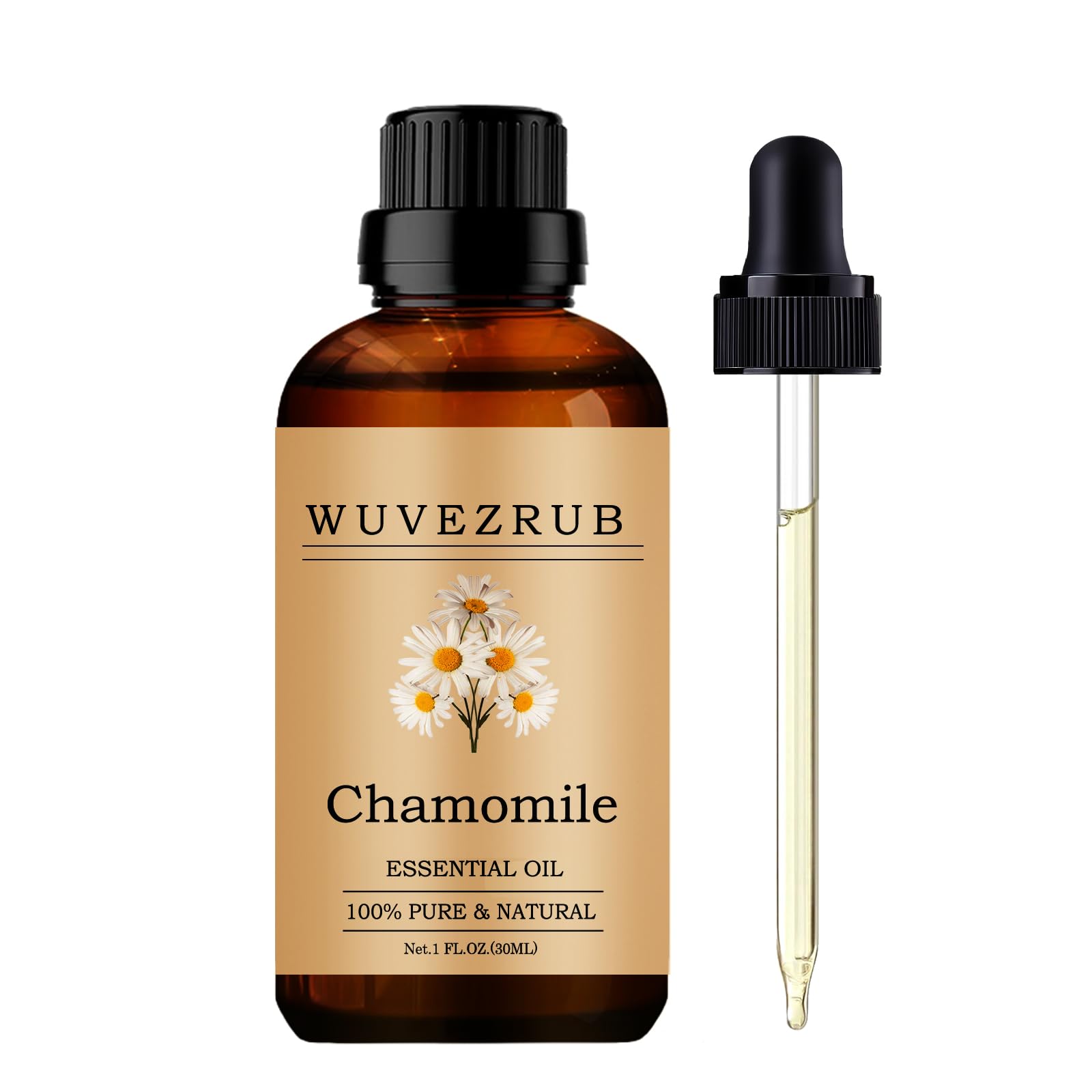 Wuvezrub huile camomille 30ml en bouteille pour diffusion aromathérapie au quotidien.