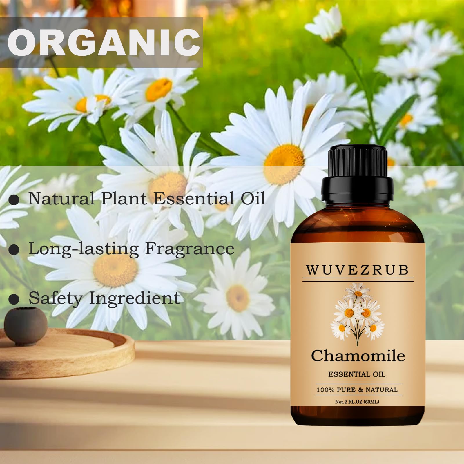 Wuvezrub huile camomille — ajoutée aux soins peau, agréable pour visage.